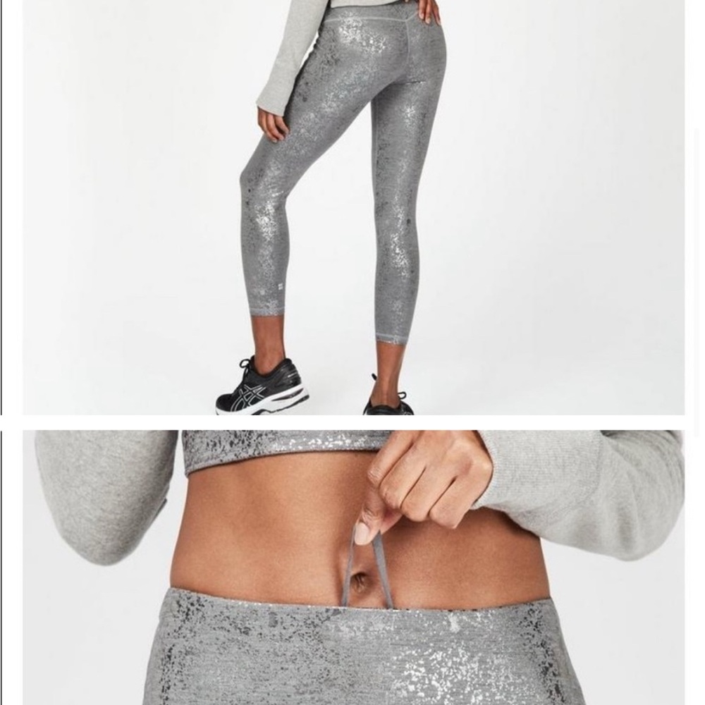 NWOT Sweaty Betty full length Disco Foil Glitter shimmer shine leggings M